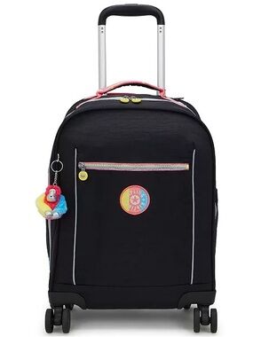 Kipling❤️🔥 Mese Rolling Backpack Black Rolling Suitcase Rainbow Zipper Accents